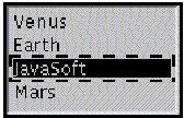 显示包含以下内容的列表：Venus，Earth，JavaSoft和Mars。 Javasoft入选。